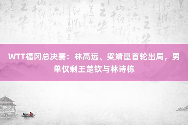 WTT福冈总决赛：林高远、梁靖崑首轮出局，男单仅剩王楚钦与林诗栋