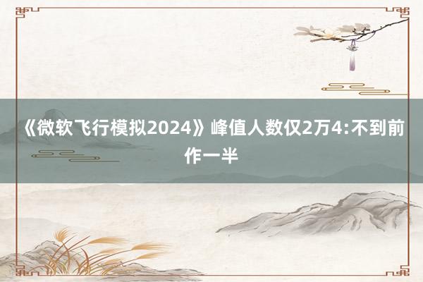 《微软飞行模拟2024》峰值人数仅2万4:不到前作一半