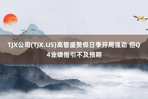 TJX公司(TJX.US)高管盛赞假日季开局强劲 但Q4业绩指引不及预期