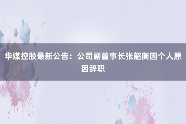 华媒控股最新公告：公司副董事长张韶衡因个人原因辞职