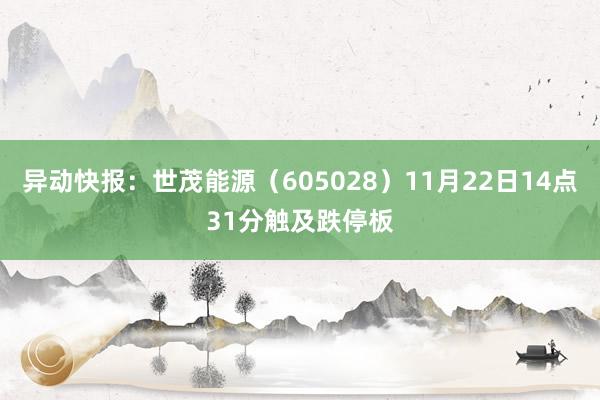 异动快报：世茂能源（605028）11月22日14点31分触及跌停板