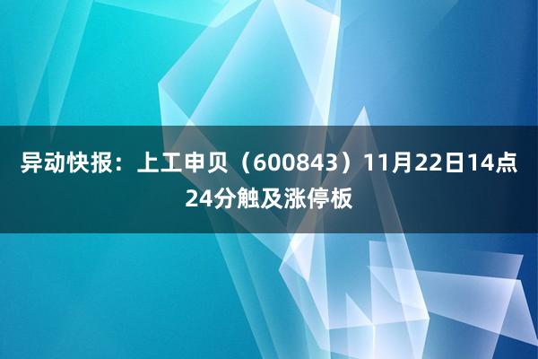 异动快报：上工申贝（600843）11月22日14点24分触及涨停板