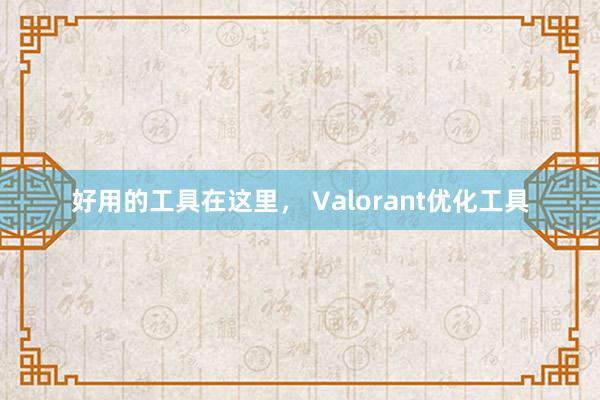 好用的工具在这里， Valorant优化工具