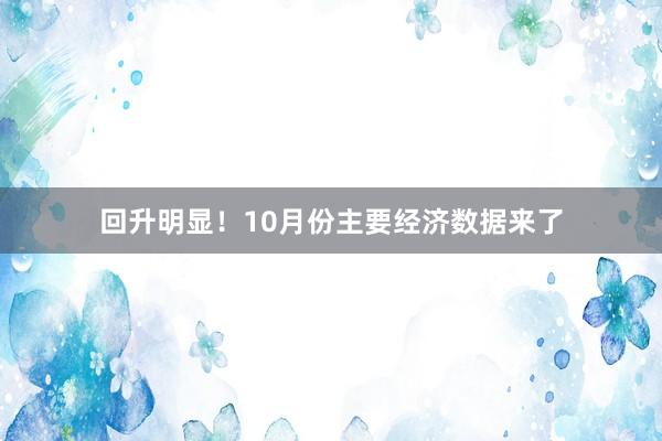 回升明显！10月份主要经济数据来了