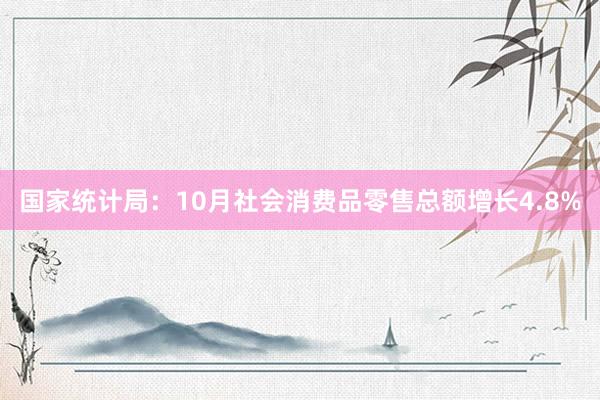 国家统计局：10月社会消费品零售总额增长4.8%