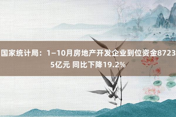 国家统计局：1—10月房地产开发企业到位资金87235亿元 同比下降19.2%