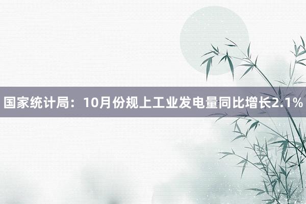 国家统计局：10月份规上工业发电量同比增长2.1%