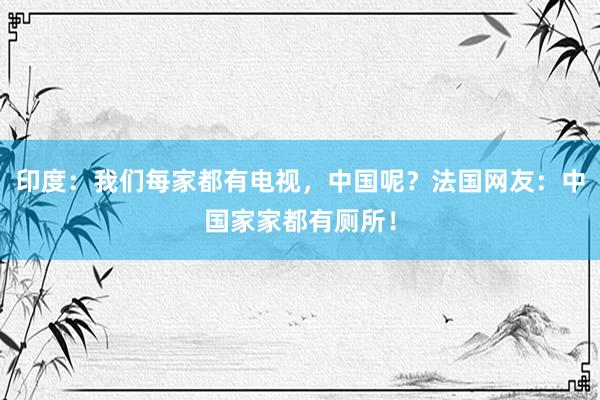 印度：我们每家都有电视，中国呢？法国网友：中国家家都有厕所！