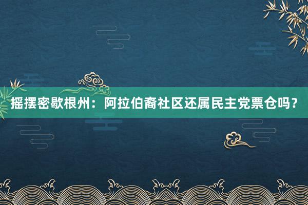 摇摆密歇根州：阿拉伯裔社区还属民主党票仓吗？